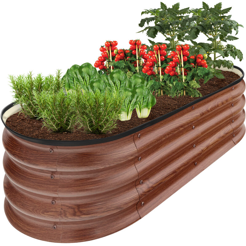Best Choice Products 4x2x1ft Outdoor Raised Metal Oval Garden Bed