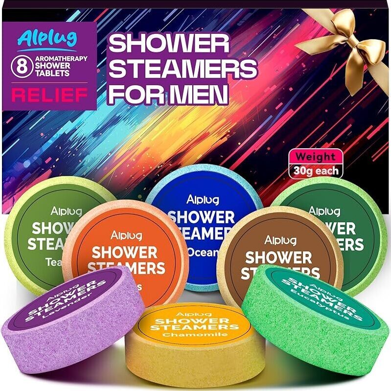 Alplug Men's Aromatherapy Shower Steamers (8-Pack) - Perfect Gift for Dad or Husband