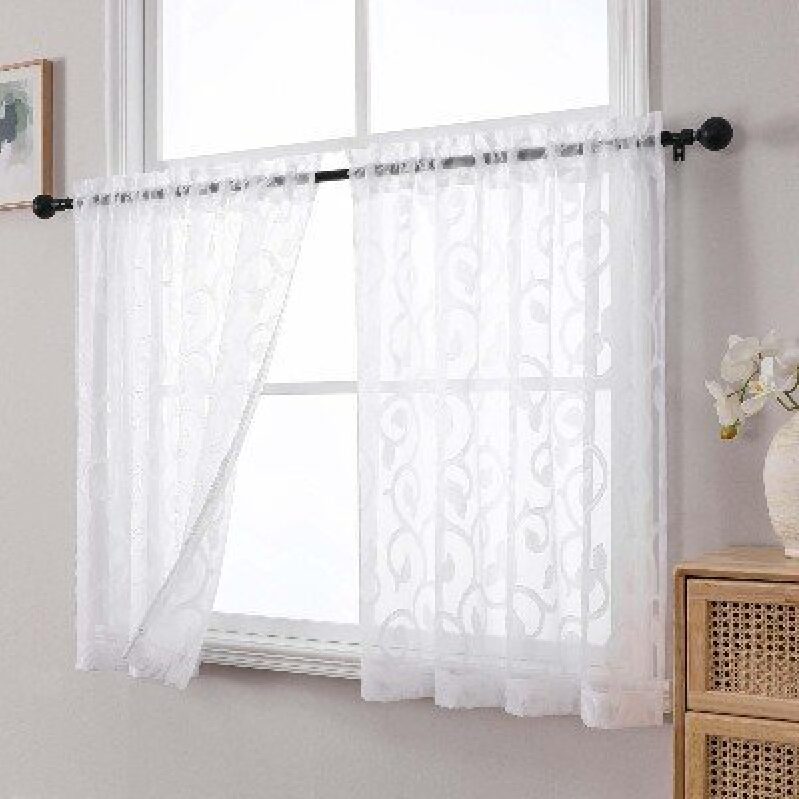 Elegant White Lace Curtains, 2-Panel Set for Modern Homes
