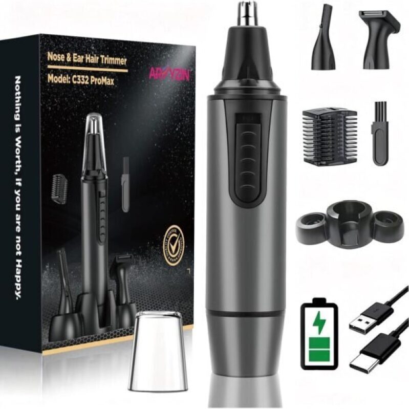AREYZIN Nose Hair Trimmer for Men: 3-in-1 Painless Rechargeable Grooming Kit