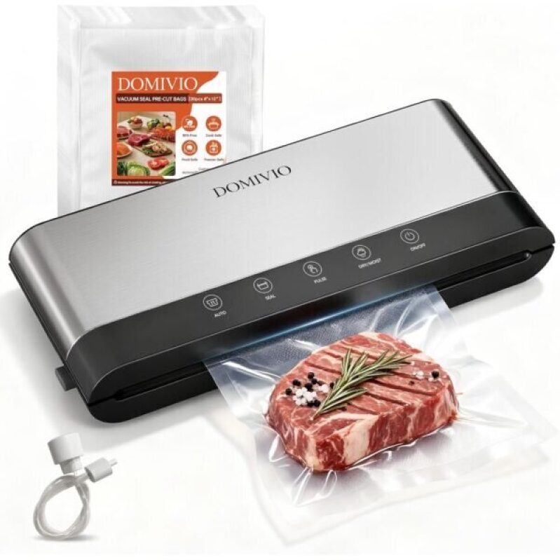 DOMIVIO 5-in-1 Vacuum Sealer with Built-In Cutter - 20 BPA-Free Bags