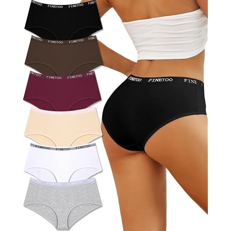 6-Pack FINETOO Womens Underwear Cotton Hipster Sexy Panties