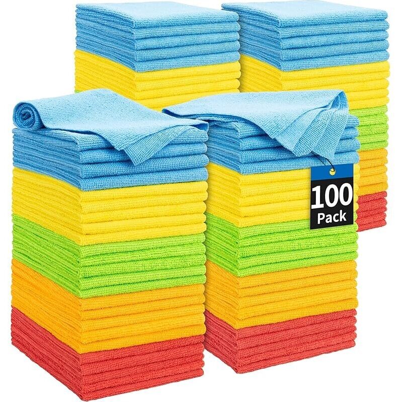 100 Pack Microfiber Cleaning Cloths - Ultimate Cleaning Solution