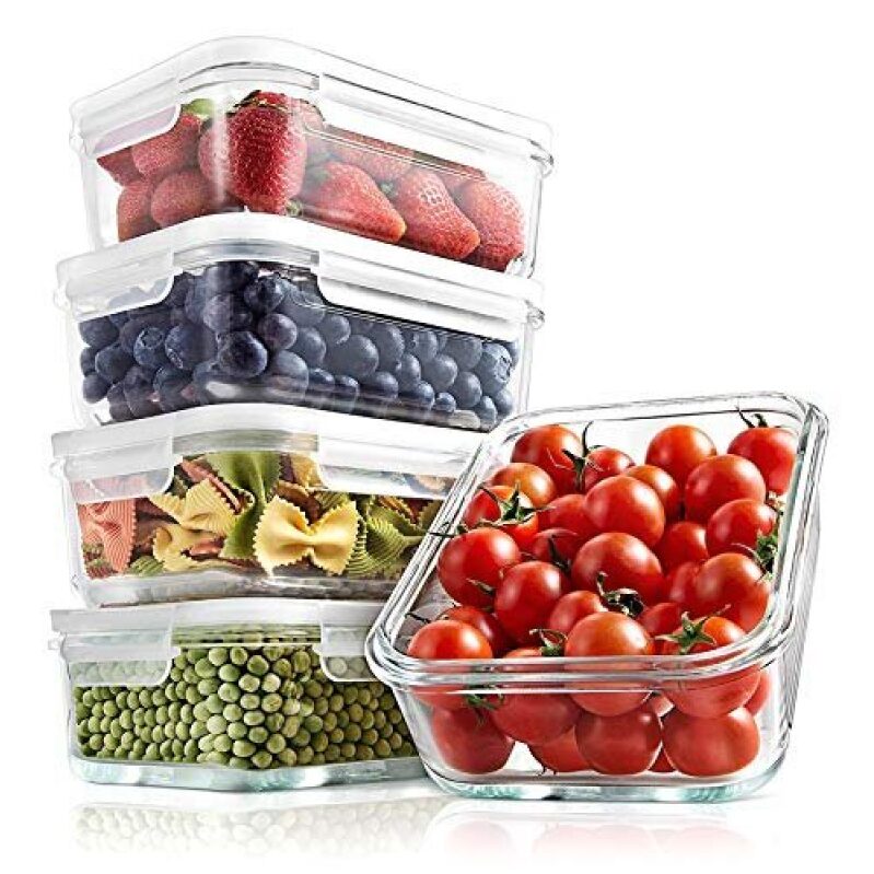 NutriChef Glass Food Storage Containers - 10-Piece Set, 30 oz, On Sale