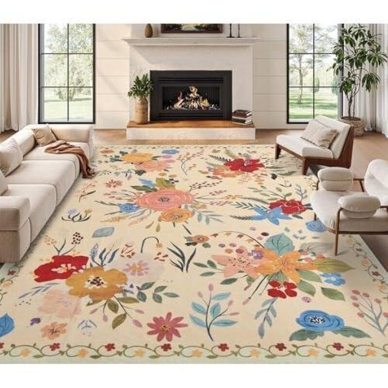 5x7 Anti-Slip Washable Lightweight Floral Rug - 50% Off