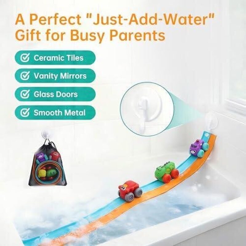 Race Track Bath Toy - 8 Piece Set with Flexible Track - 50% Discount