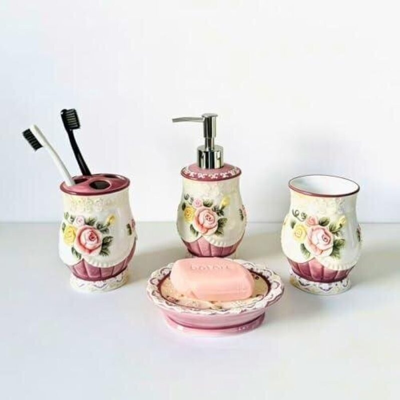 Victoria Rose Ceramic Bathroom Set - 50% Discount