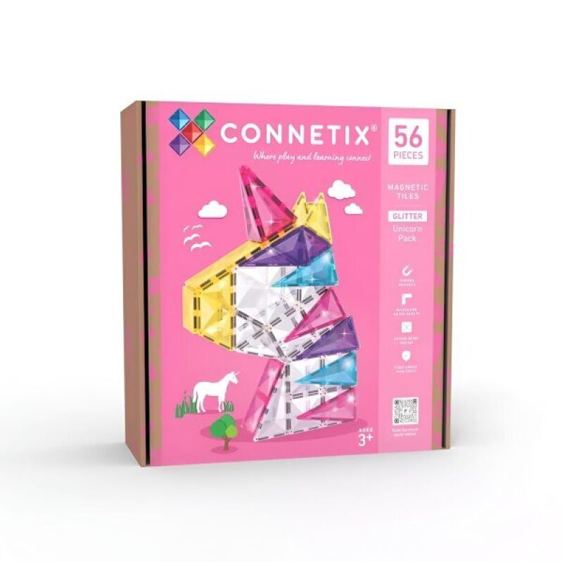 Affordable 56-piece Connetix Magnetic Tiles Glitter Unicorn Pack - $35