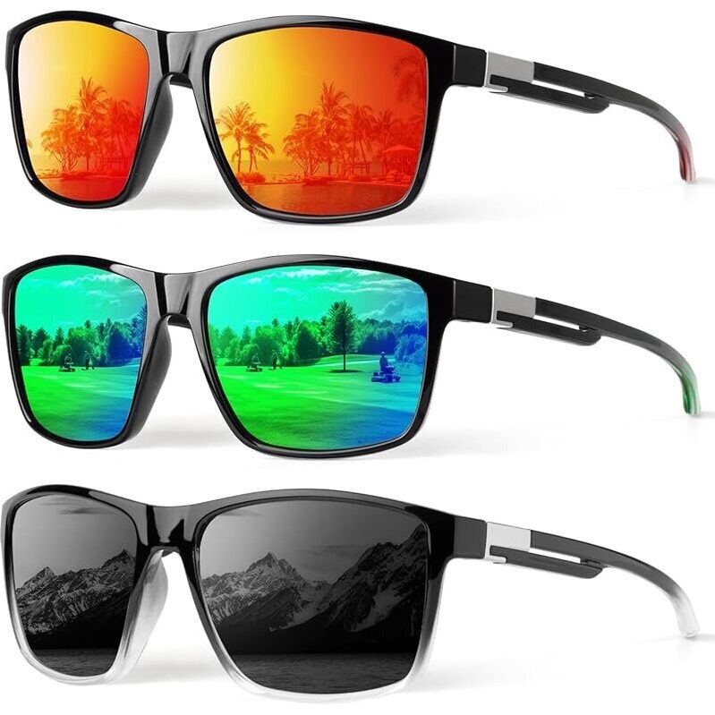 3pk KALIYADI Polarized Sunglasses for Men w/UV400 Protection