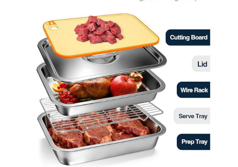 BBQ Prep & Serving Set - 5-Piece Stainless Steel BBQ Kit
