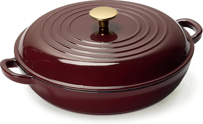CAROTE Enameled Cast Iron Dutch Oven - 3.4QT