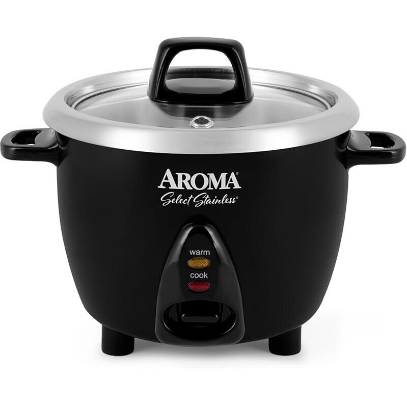 Aroma Select Stainless Rice Cooker & Warmer 3-Cup - Smart Kitchen Essential