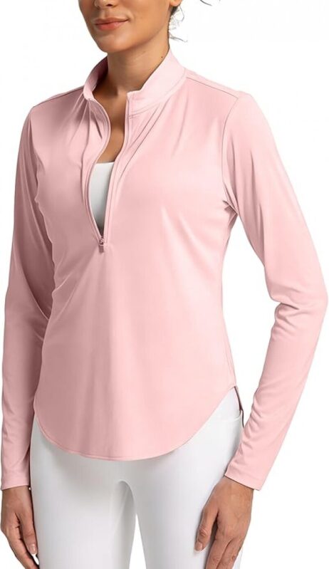 Women's Sun Shirts Long Sleeves Golf Shirt Half Zip SPF Rash Guard UV Protection