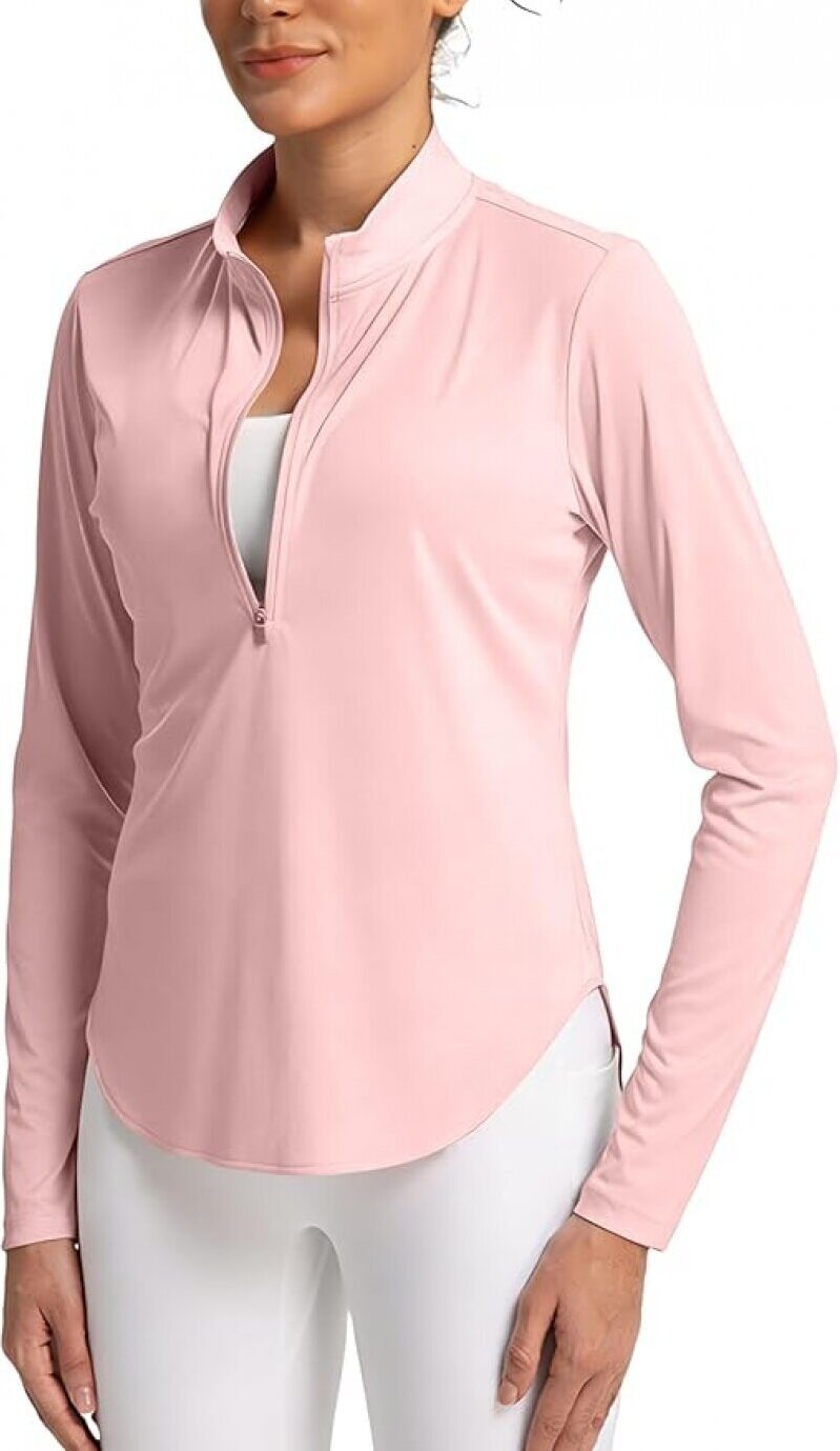 Women's Sun Shirts Long Sleeves Golf Shirt Half Zip SPF Rash Guard UV Protection