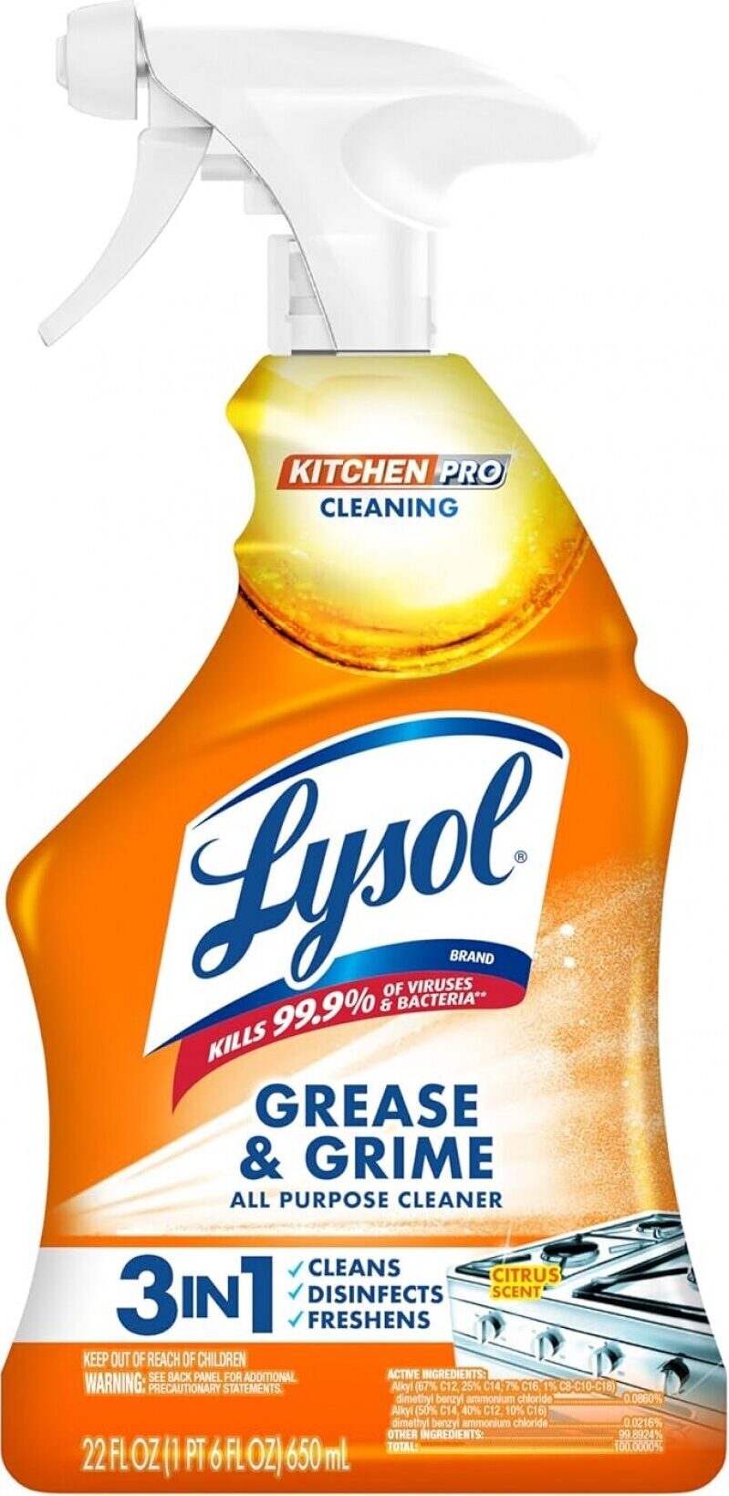 Lysol Pro Kitchen Spray Cleaner and Degreaser - Powerful Kitchen Cleaning Solution