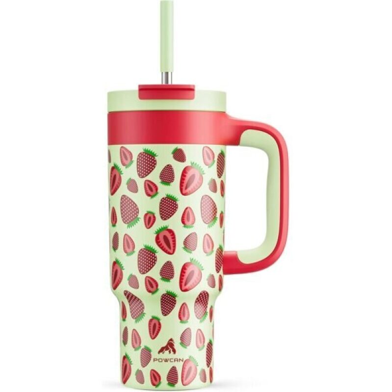24oz Metal Travel Mug with Strawberry Design - 50% Off
