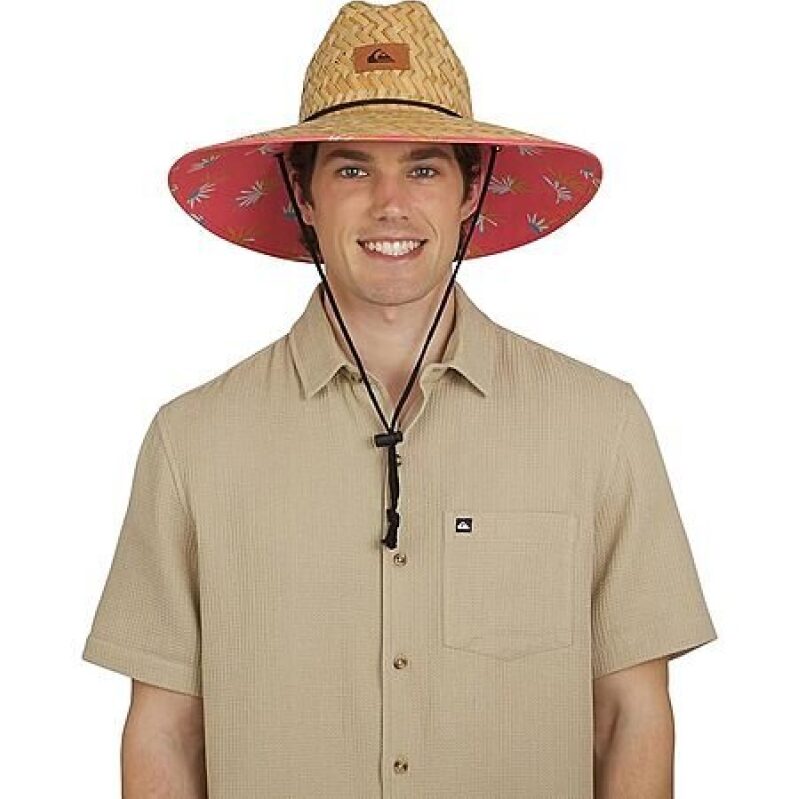 Quiksilver Men's Wide Brim Outdoor Lifeguard Straw Sun Hat - Coral XL