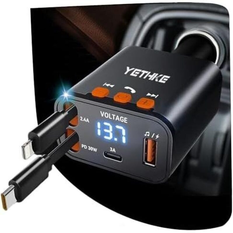 YETIIKE Bluetooth Car Adapter with Retractable Charger - 50% OFF