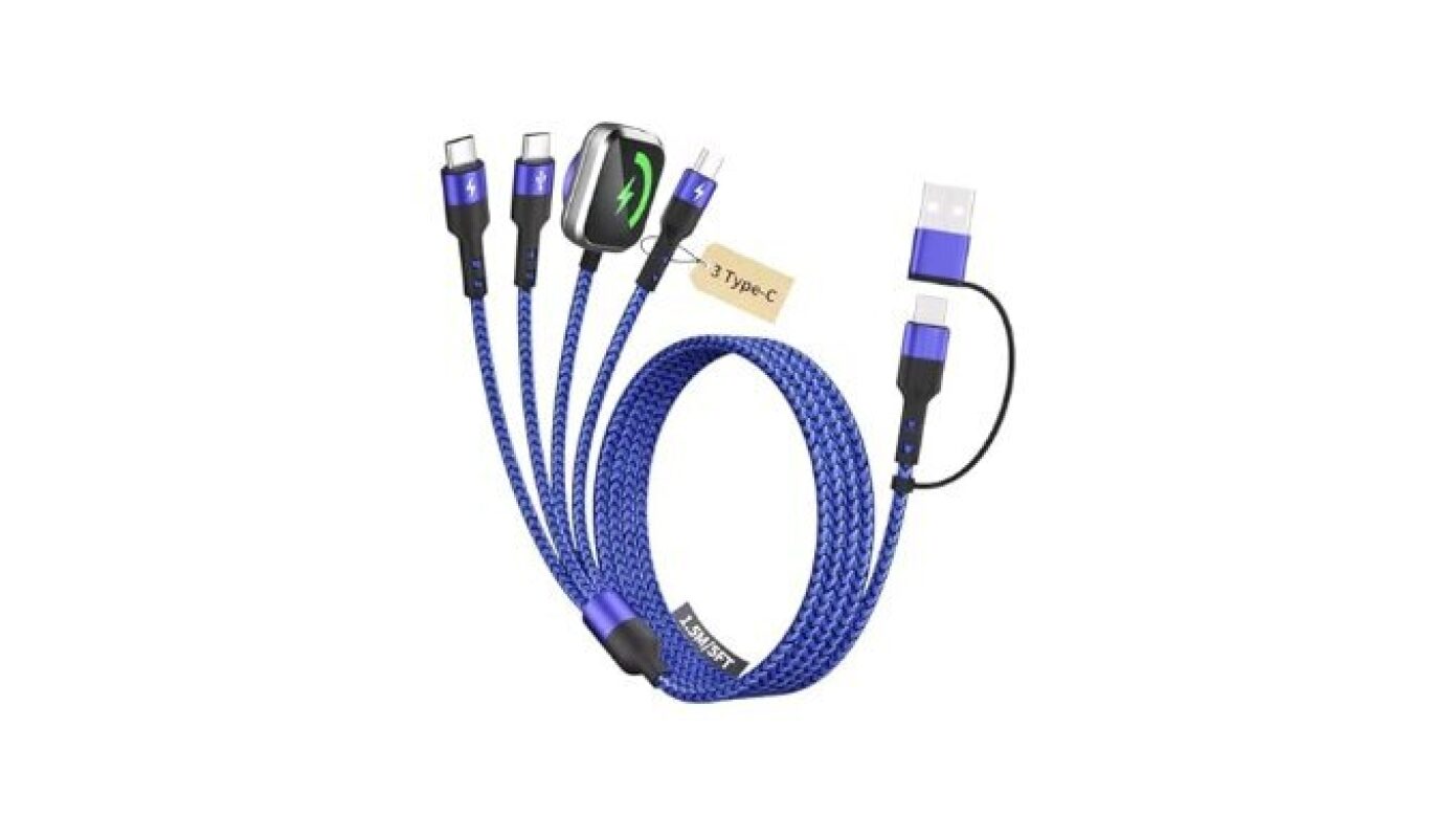 3 Type-C Ports 4 in 2 Multi Charging Cable for iWatch Charger/iPhone 17