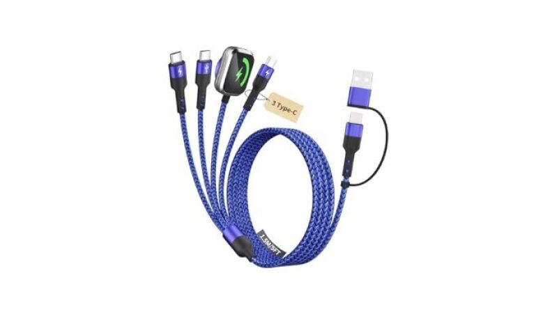 3 Type-C Ports 4 in 2 Multi Charging Cable for iWatch Charger/iPhone 17