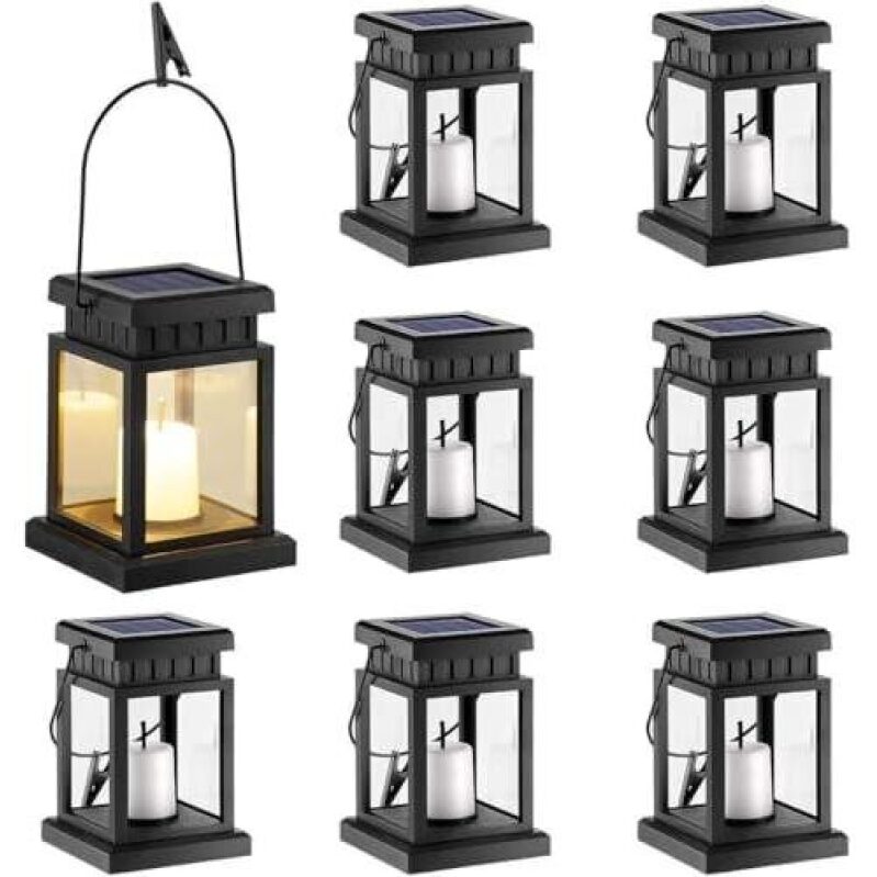 8-Pack Solar Lanterns - Outdoor Garden Lighting