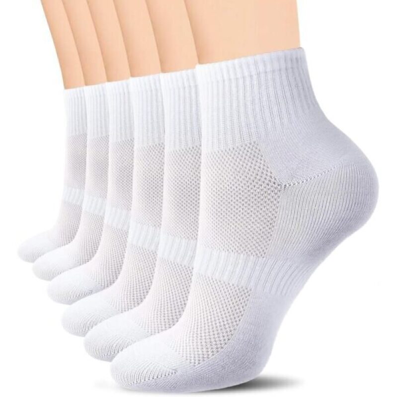 Ipletix Women's Breathable Cotton Ankle Socks, Soft Casual Sports Socks, White 9-11
