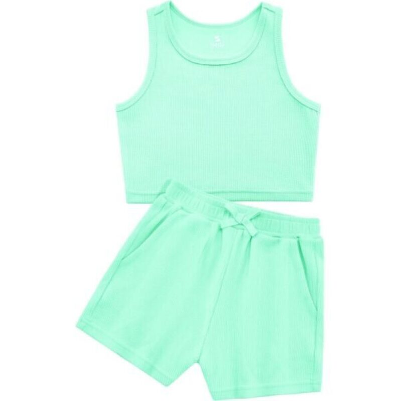 Stelle Girls' Ribbed Sportswear Set - Mint Green, 61% Off
