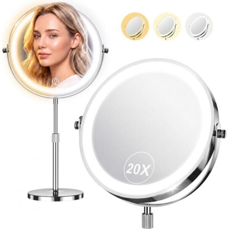 Illuminated Vanity Mirror with 20x Magnification - Perfect for Flawless Makeup