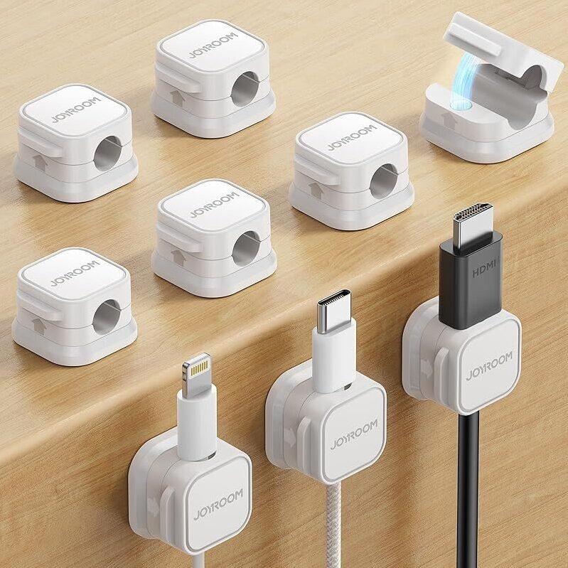 Joyroom Magnetic Cable Management Cord Organizer Clips (9-Pack) - Smart Cable Management Solution
