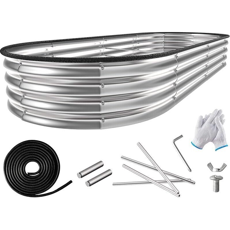 8ft x 4ft x 1ft Oval Galvanized Raised Garden Bed for Efficient Gardening