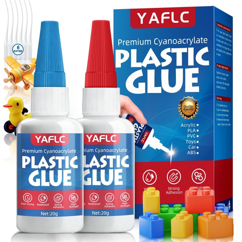 YAFLC Plastic Repair Super Glue 40g - 2-Pack Deal