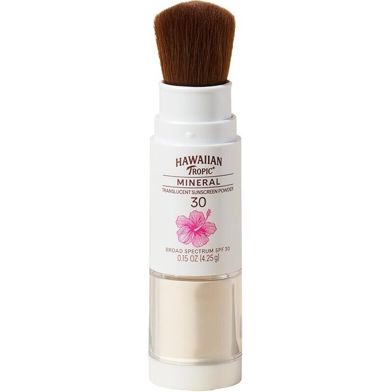 Hawaiian Tropic Mineral Powder Sunscreen Brush SPF 30 - Compact Sun Protection