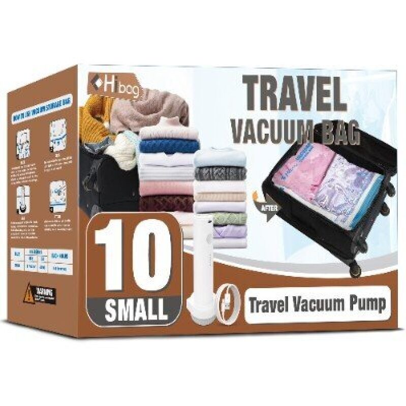 Travel Vacuum Bag Set with Pump - 10 Pack