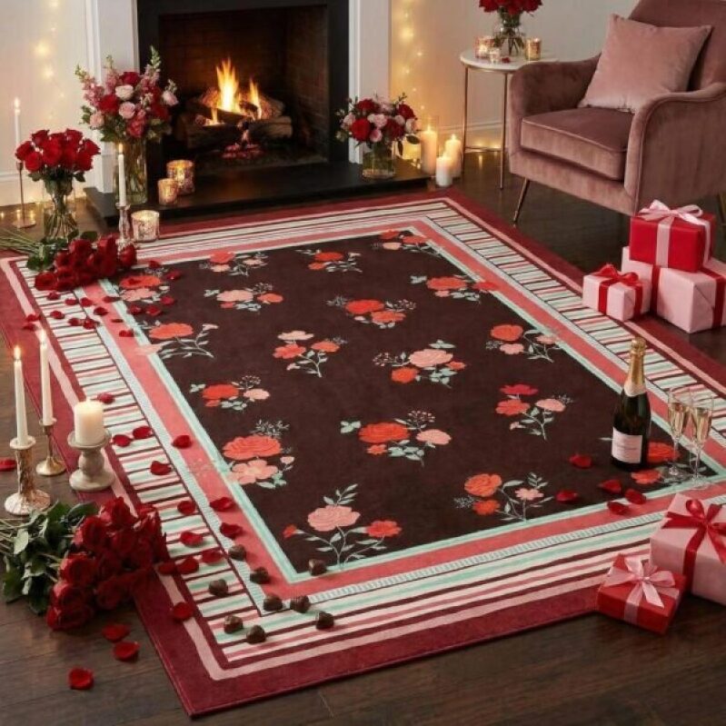 Elegant Red Floral Area Rug - 50% Off