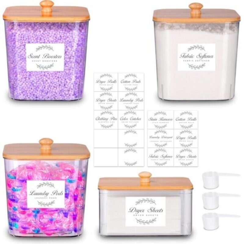efluky 4-Piece Laundry Pod Containers and Dryer Sheets Set - 62% Off