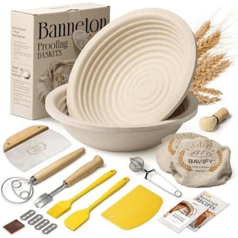 Wood Pulp Dough Fermentation Basket Set - 9 Inch with Tools