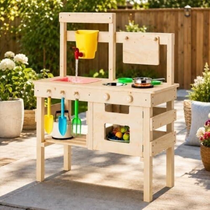 Outdoor Double-Sided Mud Kitchen Toy with Sink/Storage/Stove - 54% OFF