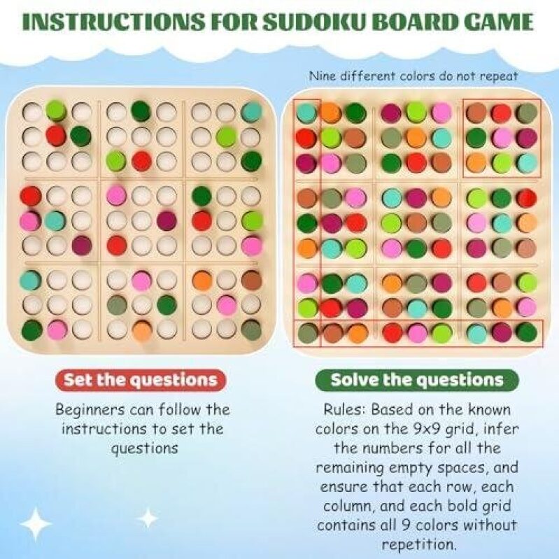 Wooden Sudoku Board Game - 81 Pieces, Logic Training, All Ages, Unboxed