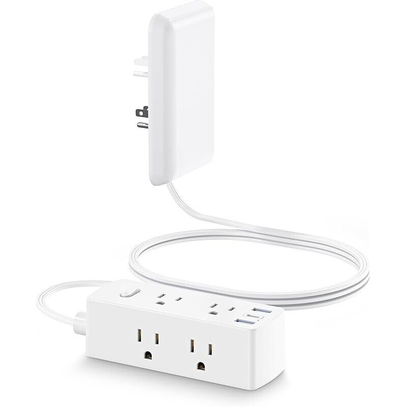Olcorife 5ft Flat Plug Power Strip with 6 Outlets and 3 USB Ports