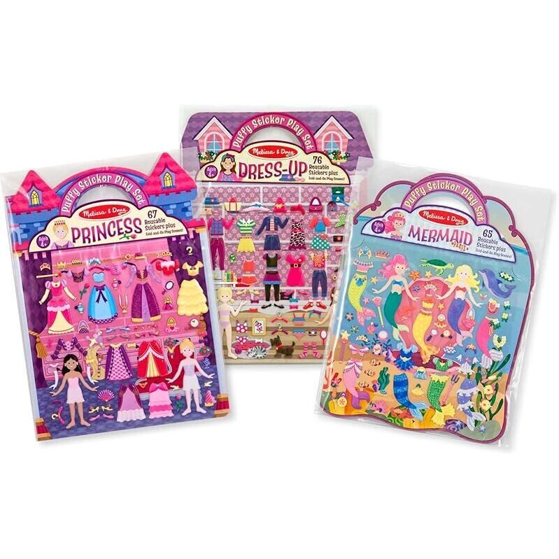Melissa & Doug Puffy Sticker Activity Books Set of 3 - Ideal Gift for Kids