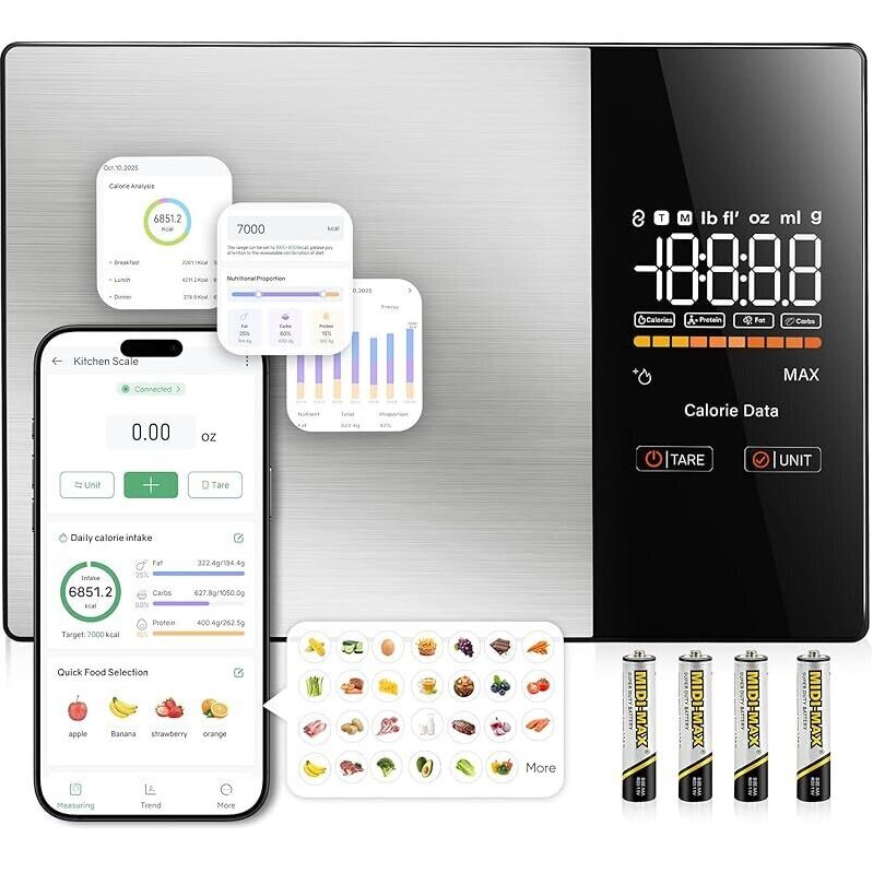 Smart Digital Nutrition Food Scale with LED Display - Accurate Weighing & Tracking