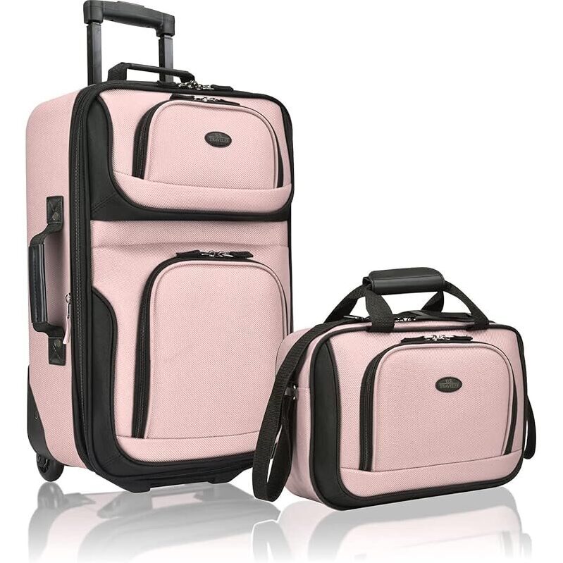Affordable Pink Lightweight Rolling Suitcase Set - Elegant & Practical