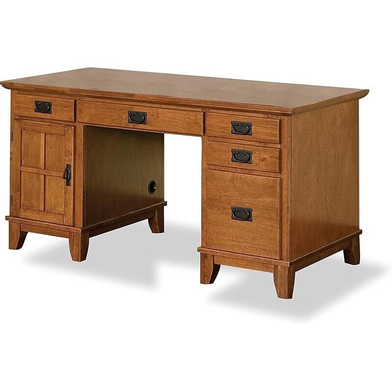 Elegant Cottage Oak Pedestal Desk - Modern & Durable Home Office Furniture
