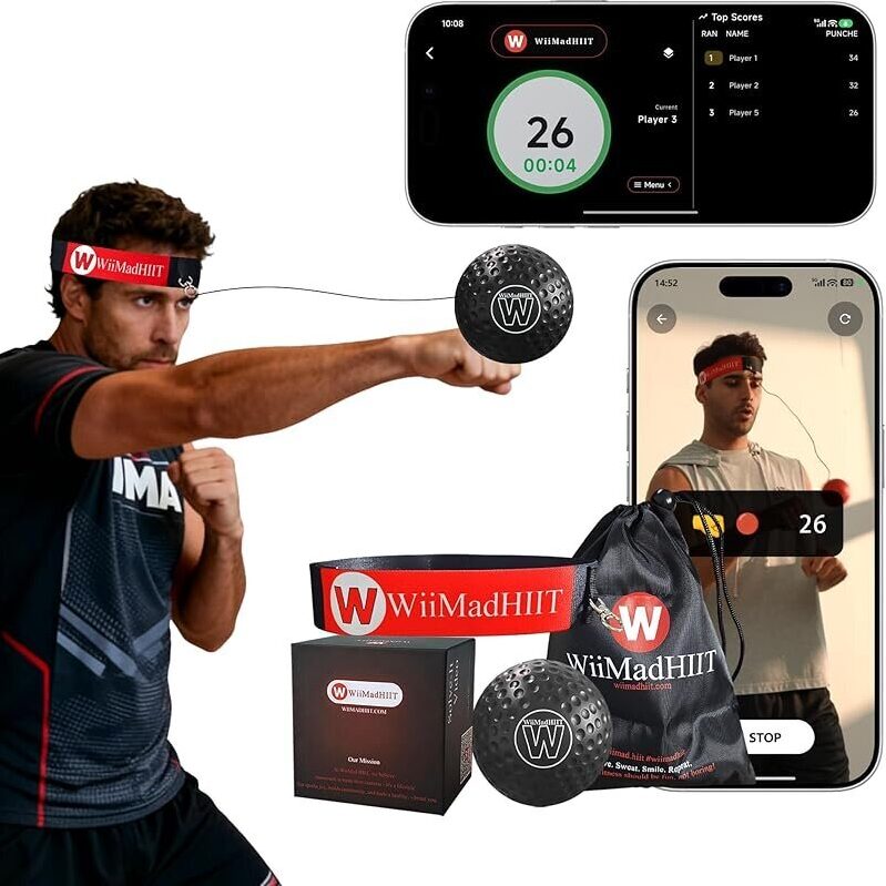 WiiMad Boxing Reflex Ball with Punch Counter App – Train Smart