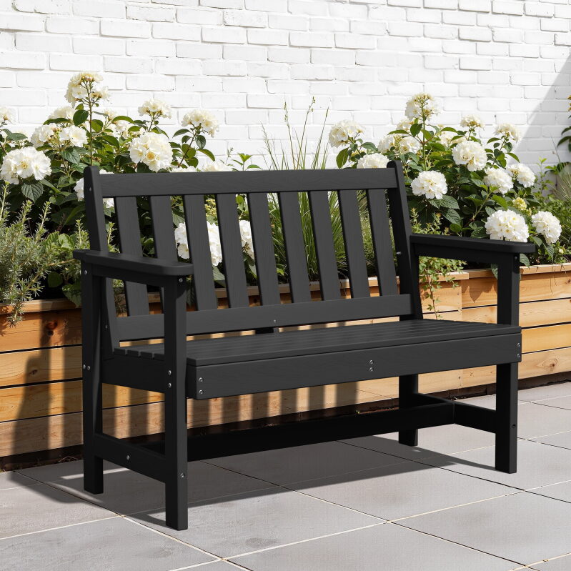 LOYALICE 48.8-inch Weather-Resistant Park Bench - Perfect for Outdoor Relaxation