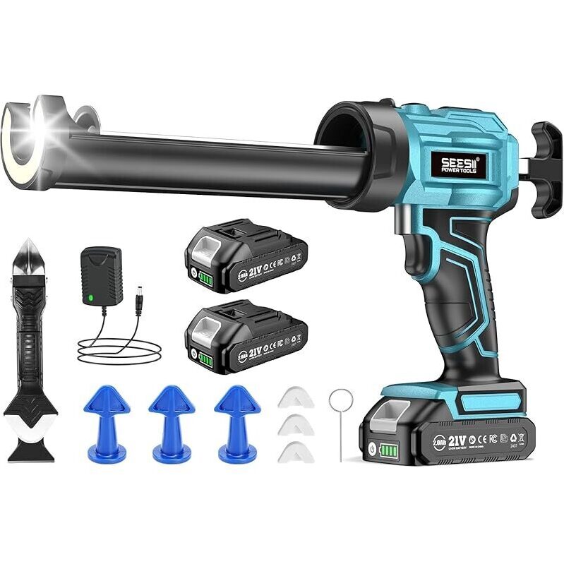 SEESII Caulking Gun Bundle: Effortless Caulking with 9-Piece Kit and Batteries