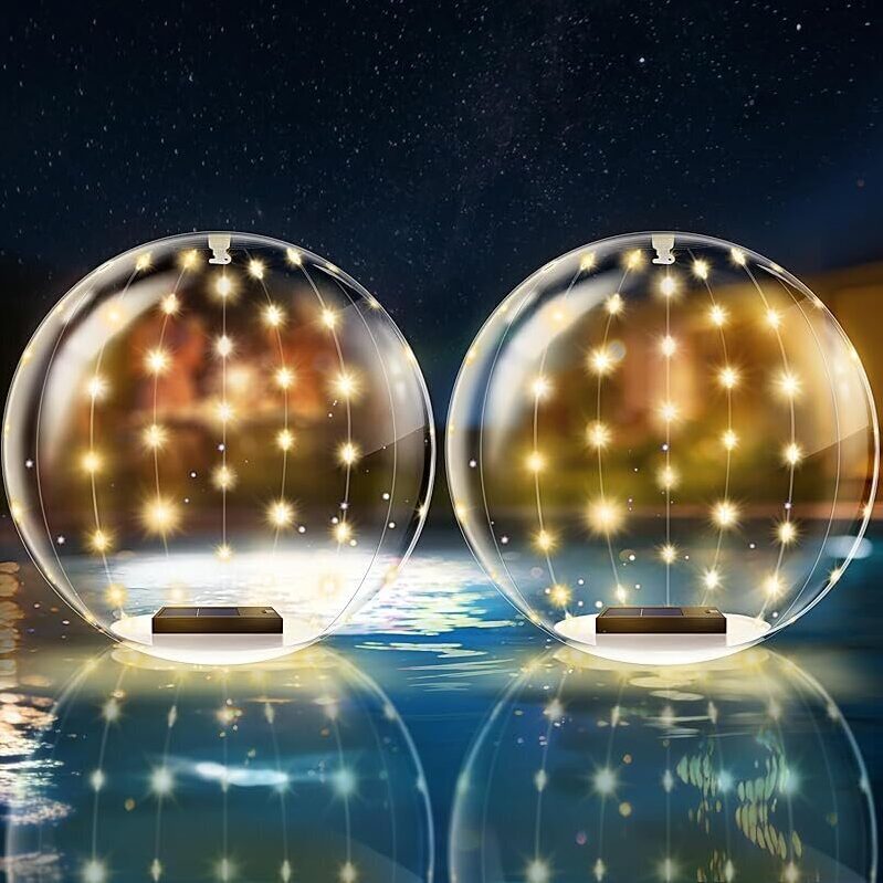 2-Pack Bitiwend Solar Floating Pool Lights - 8 Modes