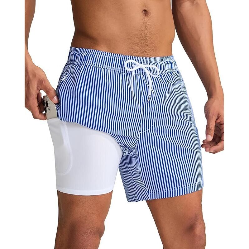 Versatile Men's Swim Trunks with Compression Liner