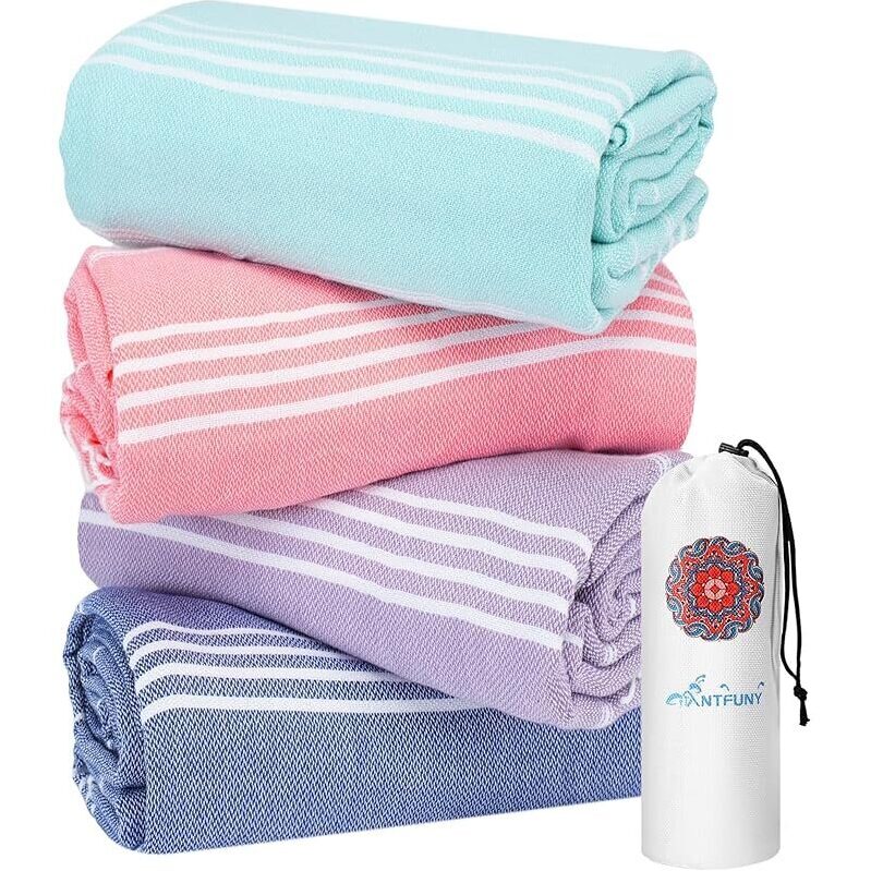4-Pack Antfuny Turkish Beach Towels Yoga Blanket