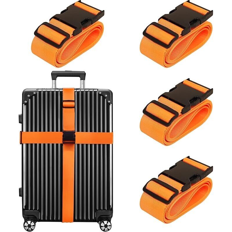 4-Pack TSA Approved Luggage Straps for Suitcases - Durable and Bright Neon Colors